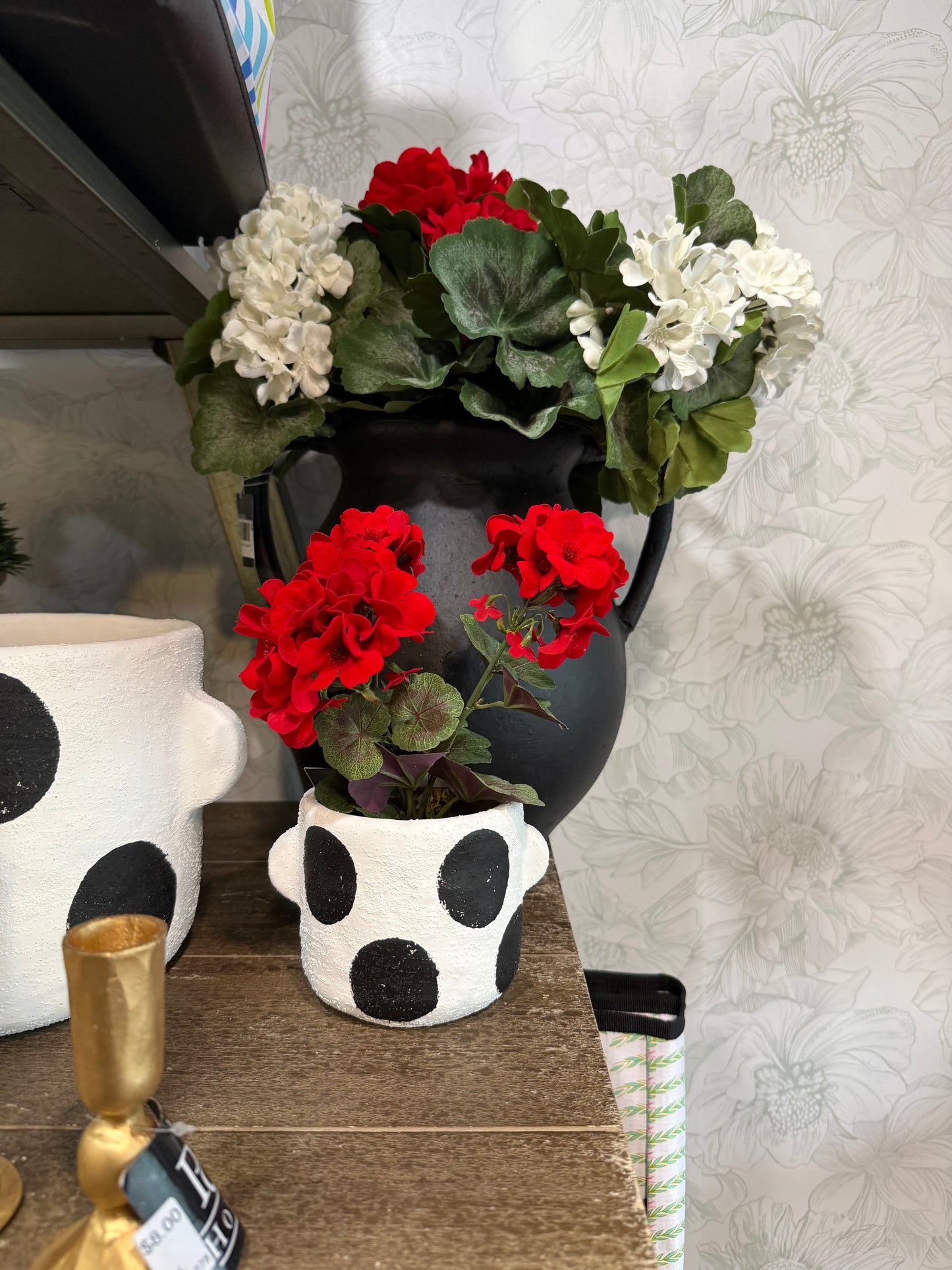 Black and White Polka Dot Planters