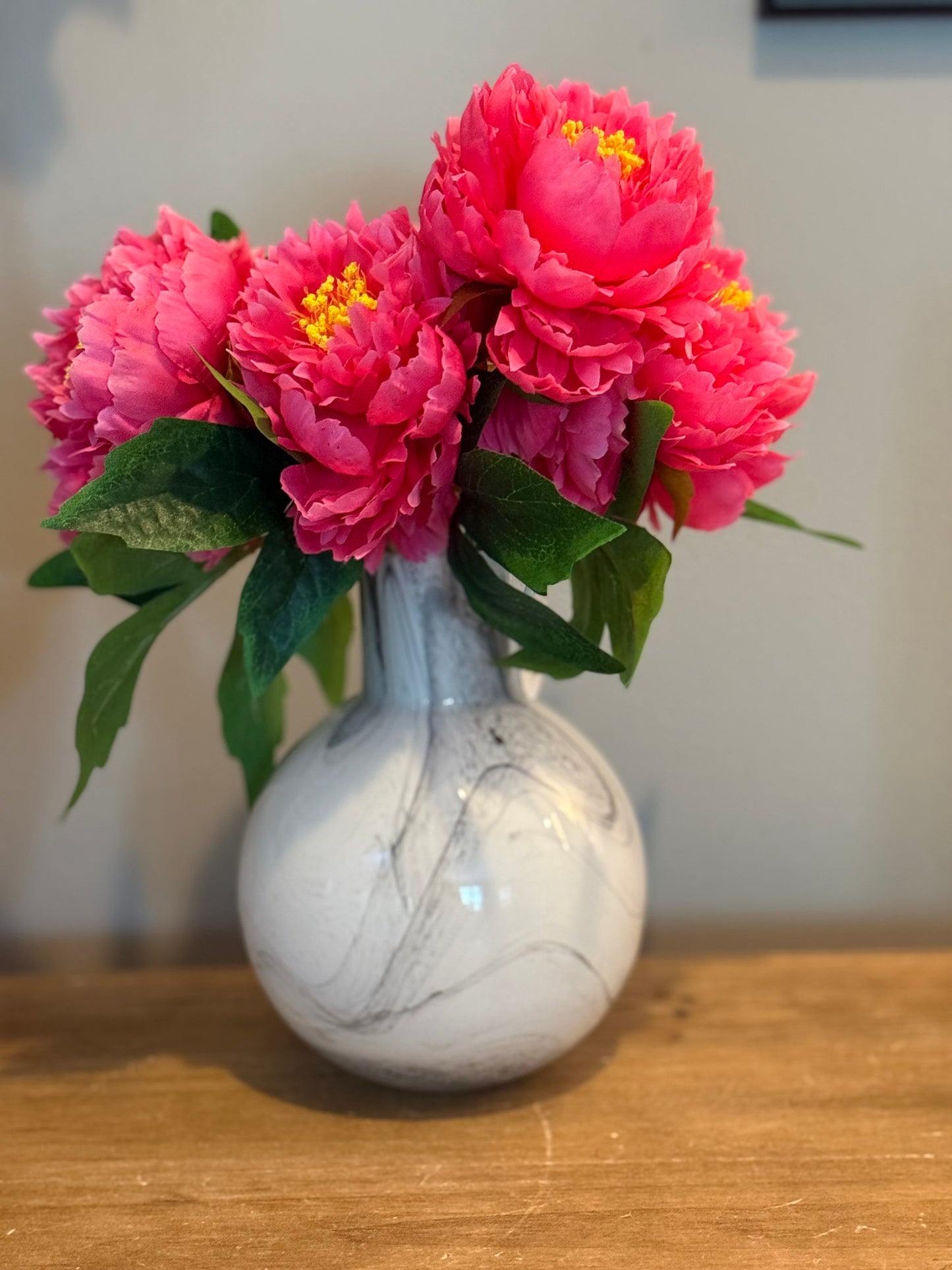 White and Smokey Black Marbled Vases