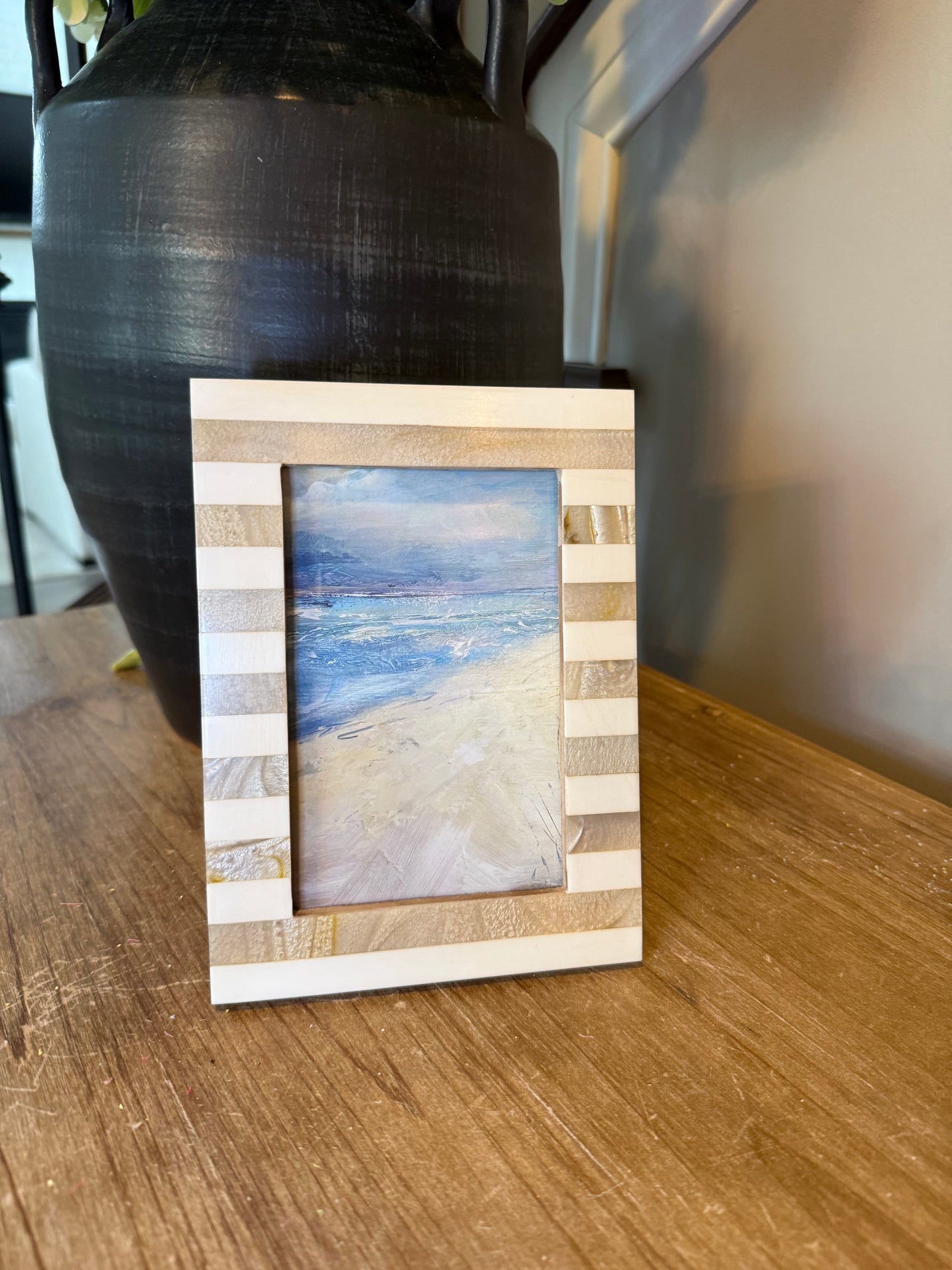 Beige Stripe Resin Picture Frame