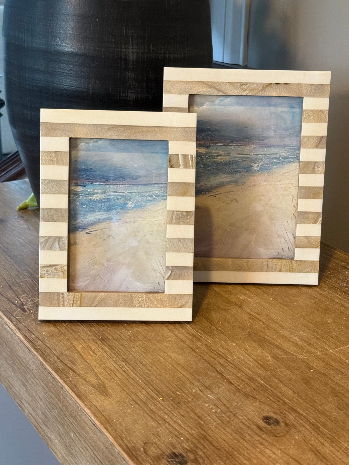 Beige Stripe Resin Picture Frame