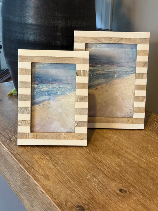Beige Stripe Resin Picture Frame