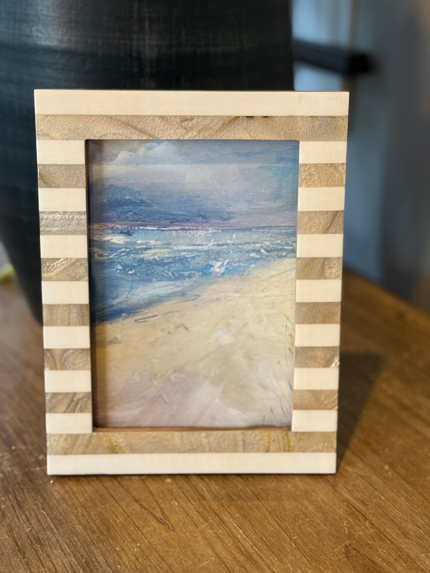Beige Stripe Resin Picture Frame