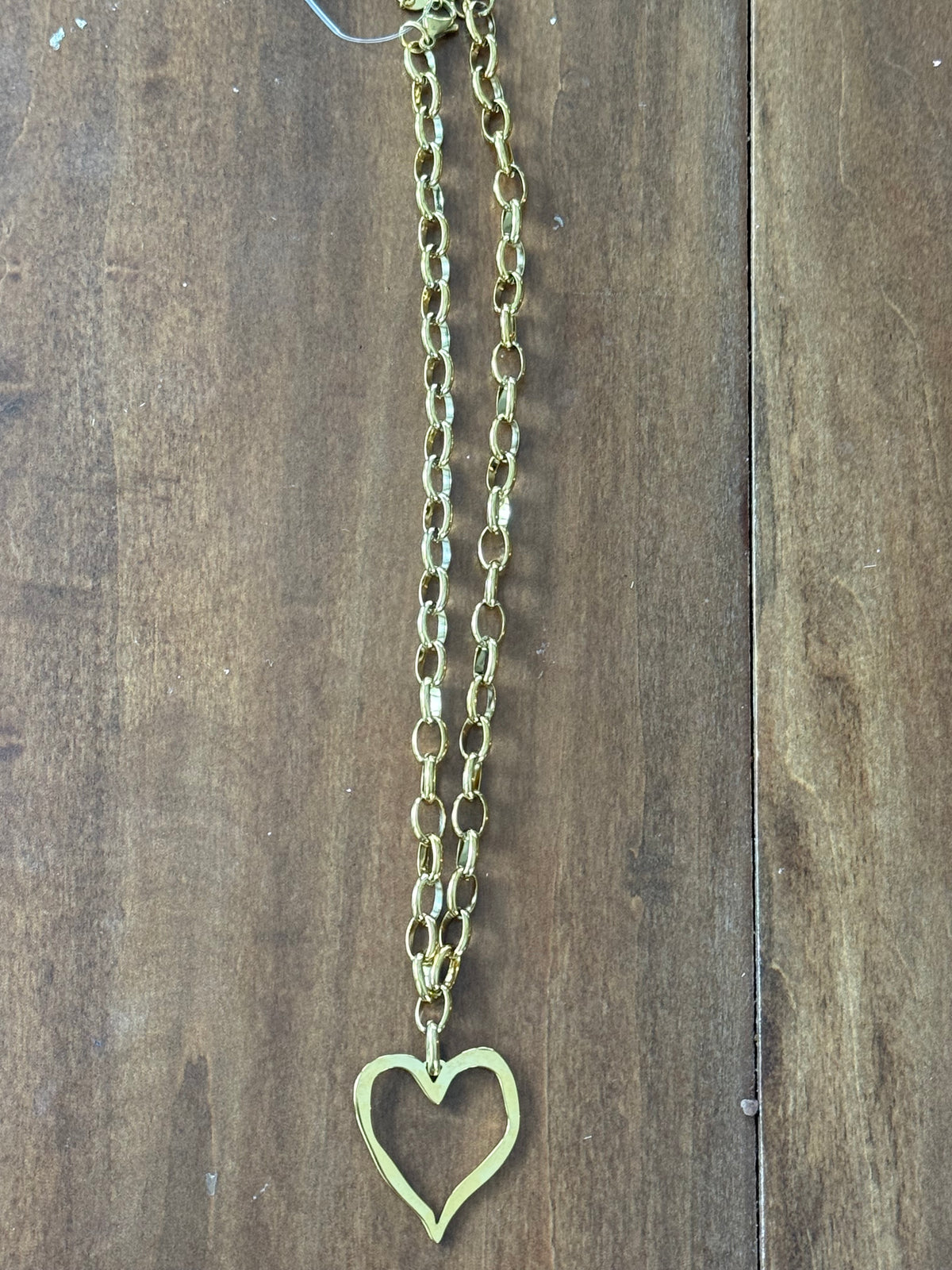 Large Open Heart Necklace- gold