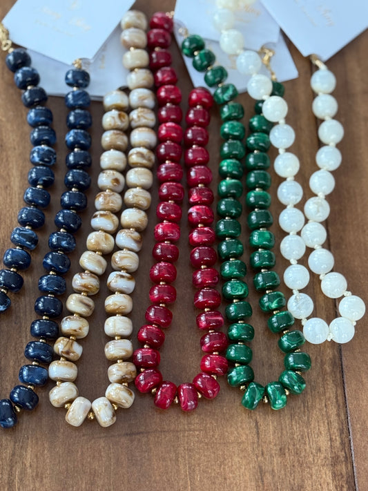 Marble Beaded Statement Necklace- several colors
