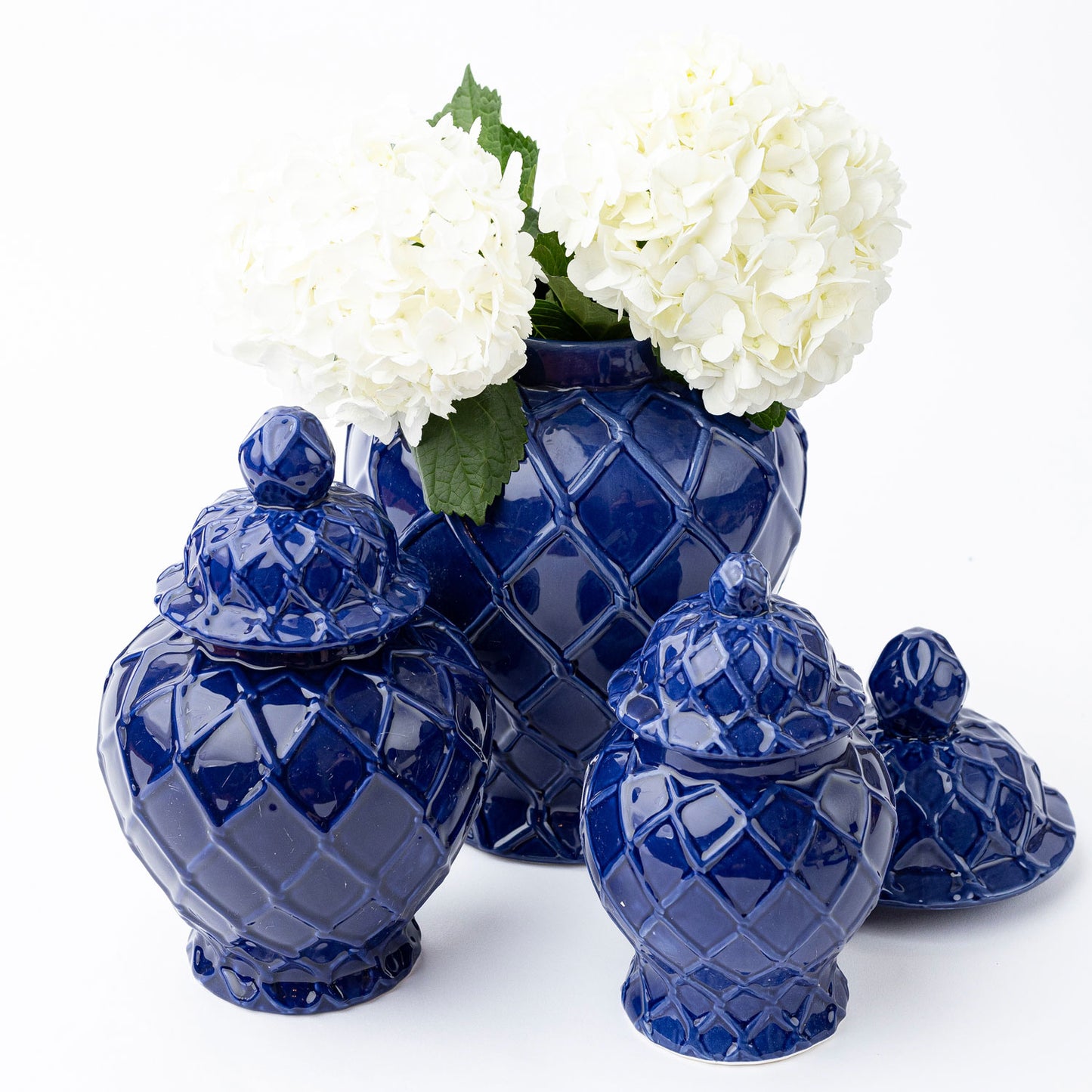 Navy Textured Ginger Jar (2 sizes)
