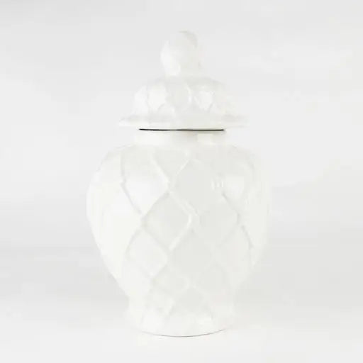 White Textured Ginger Jar