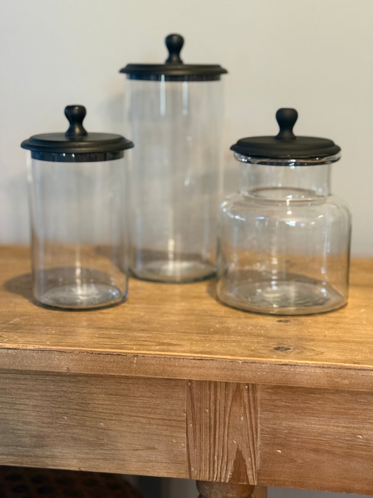 Glass Jars with Wooden Black Lid (3 sizes)
