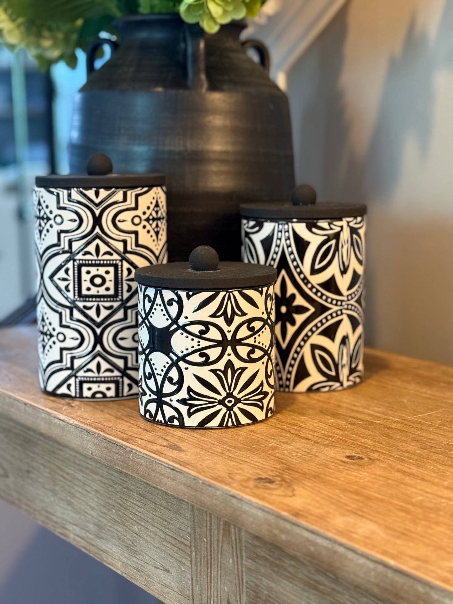 Black and White Stoneware Containers