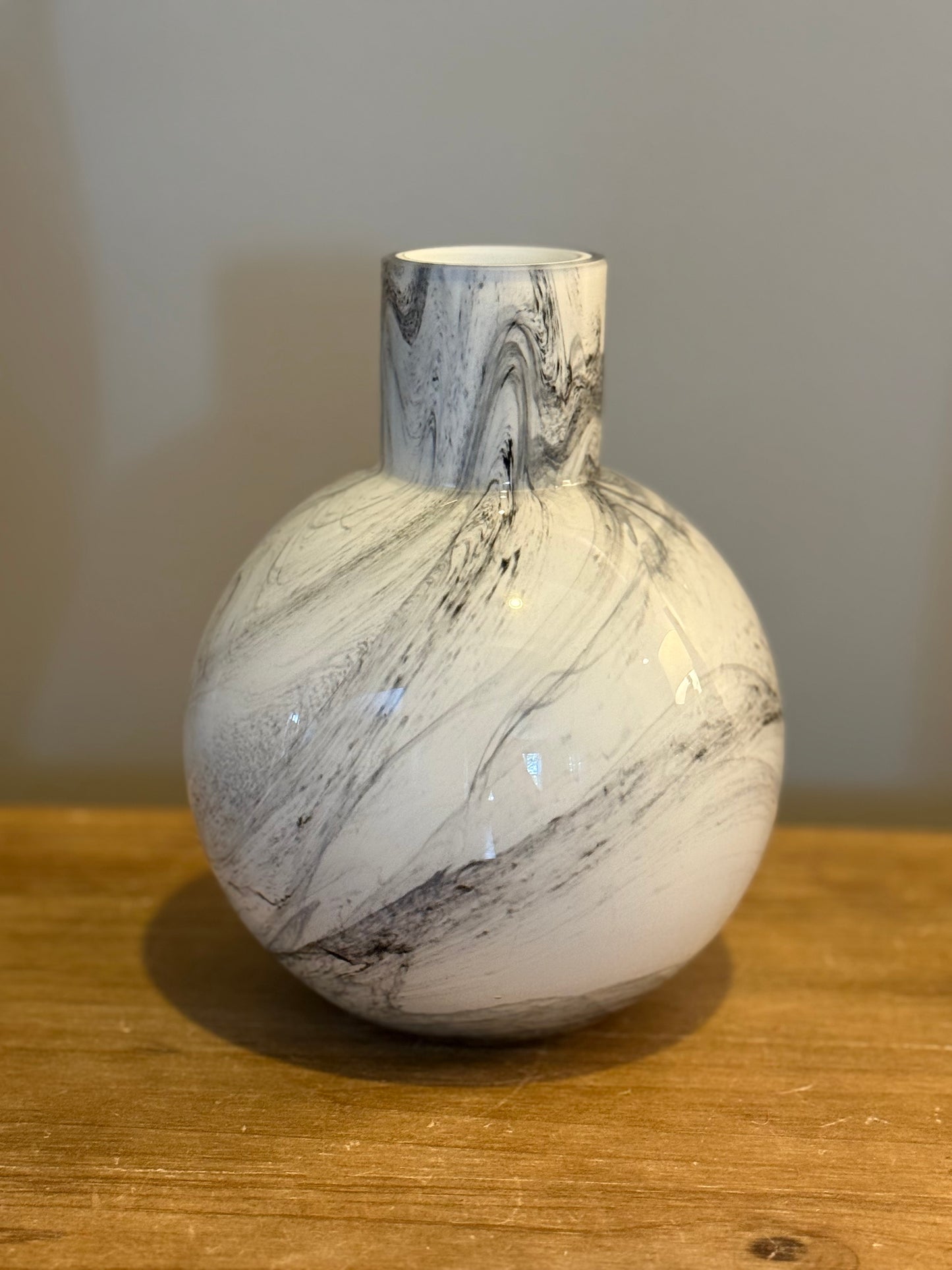 White and Smokey Black Marbled Vases