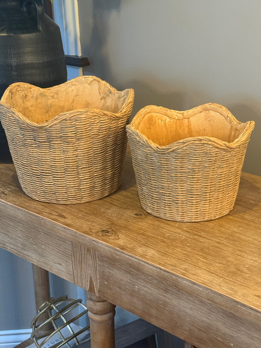 Basket Weave Cement Planters