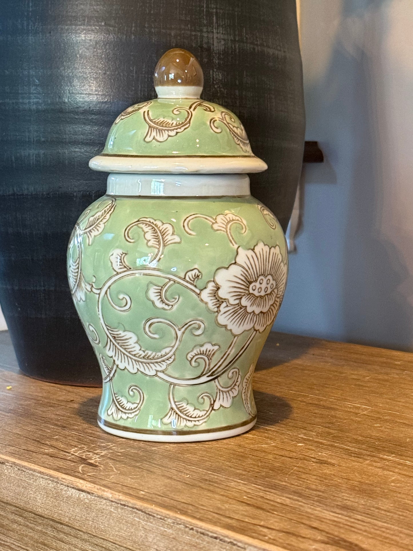 Green Floral Jar