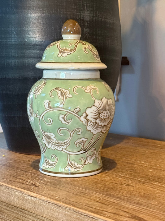 Green Floral Jar